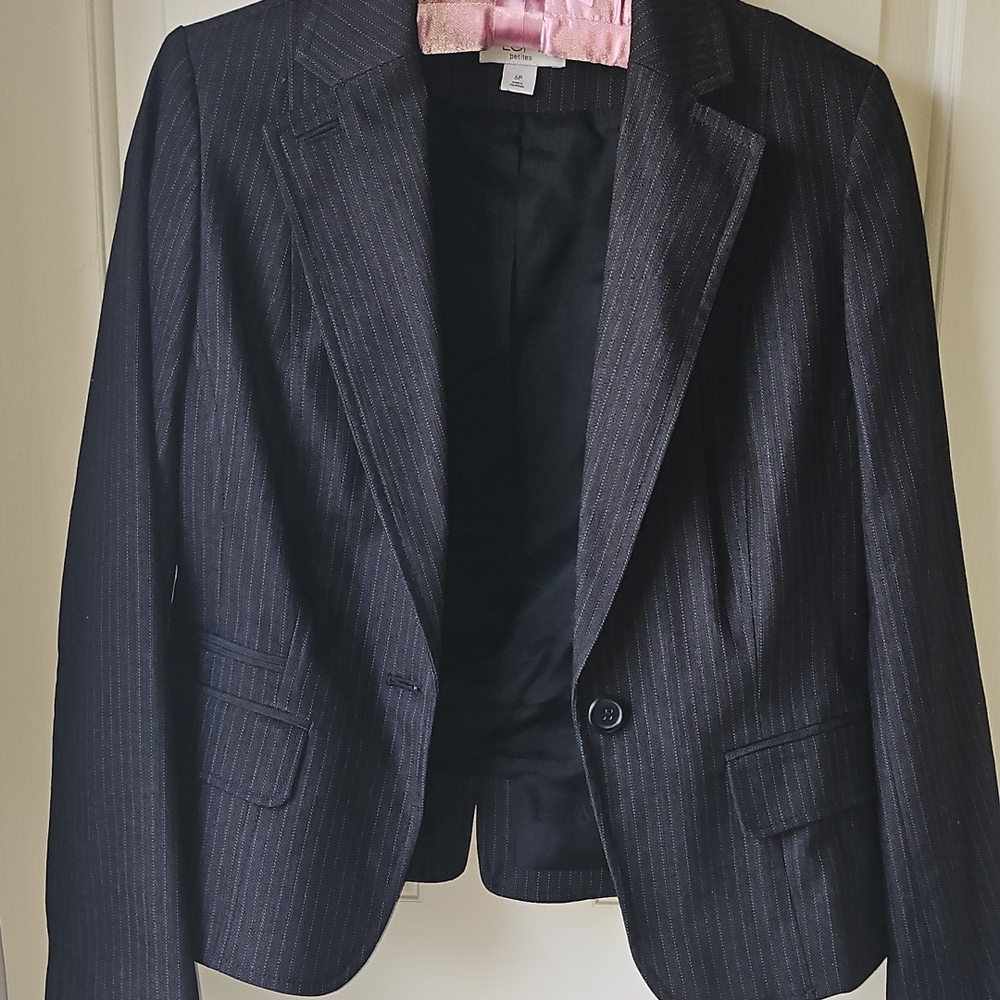 LOFT Black Pinstripe Blazer